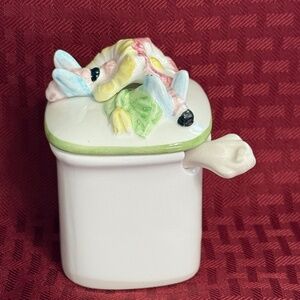Taste Seller By Sigma Ceramic Jam Condiment Jar w Spoon Lid w Bees and Flowers
